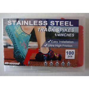 Mriuuod Unisex Silver & Black Stainless Steel 1/4" Track Spikes, 100 Pieces
